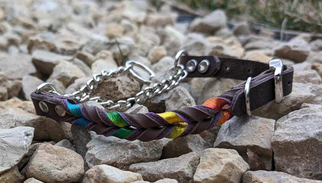Braided Metallic Leather Adjustable Martingale Collars