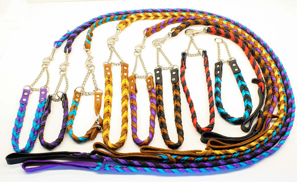 Braided Leather Adjustable Martingale Collars