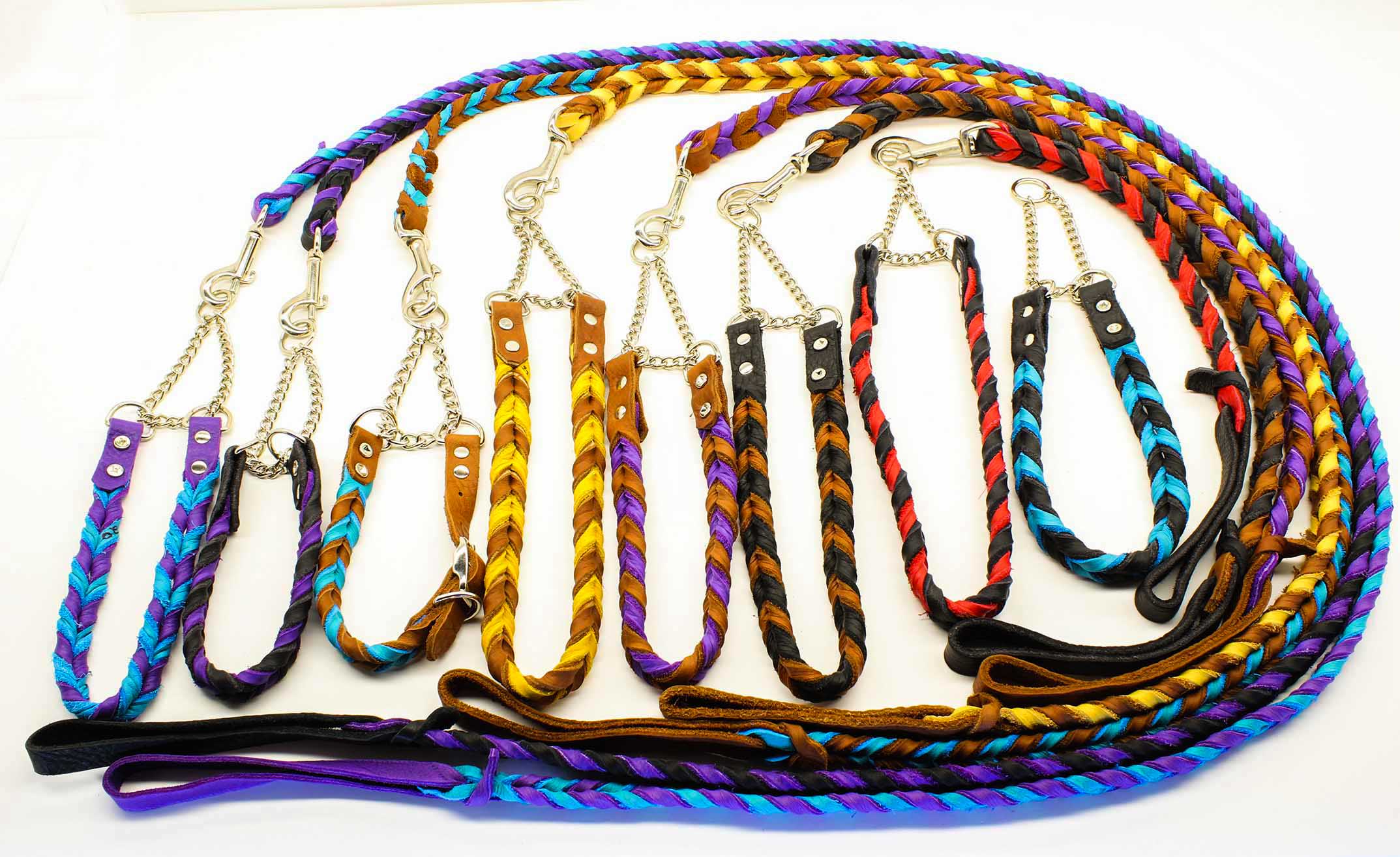 Braided Leather Adjustable Martingale Collars
