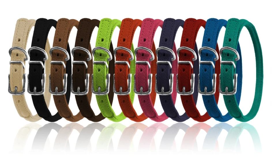 Dogline Soft Leather Rolled Buckle Collars
