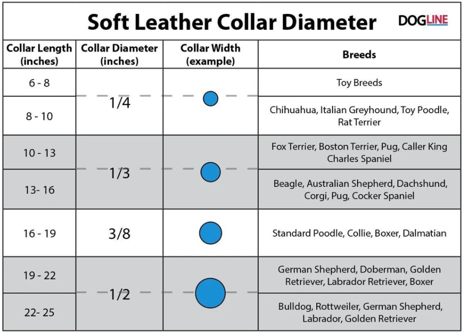 Dogline Soft Leather Rolled Buckle Collars